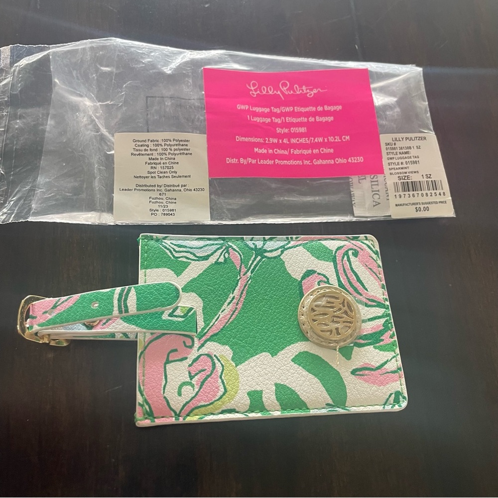 NEW Lilly Pulitzer Luggage Tag, Spearmint Blossom Views